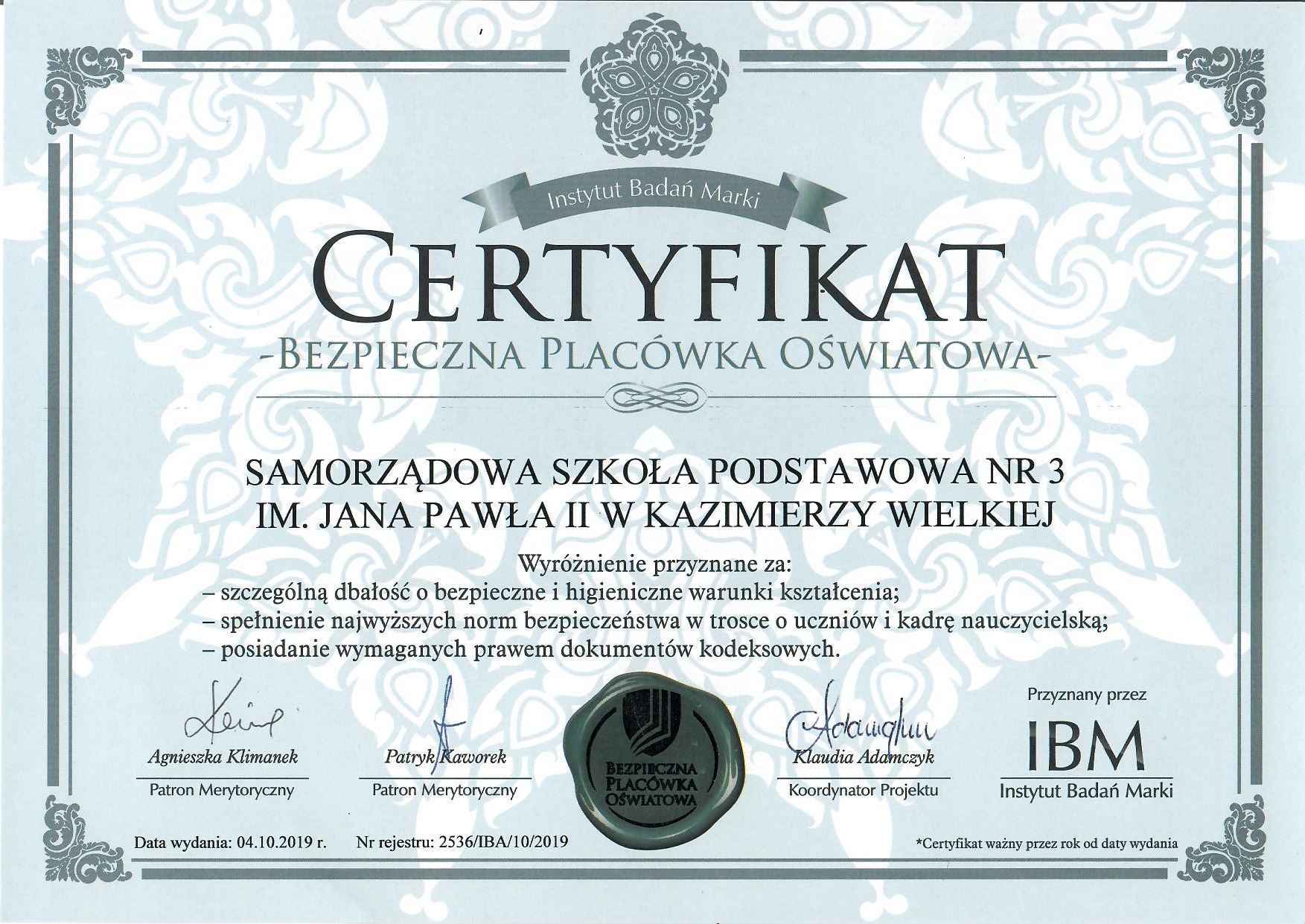 Certyfikat - Obrazek 1