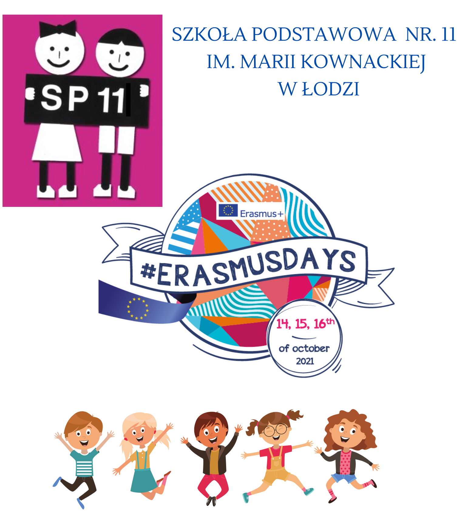 plakat Erasmus Day oraz logo szkoły